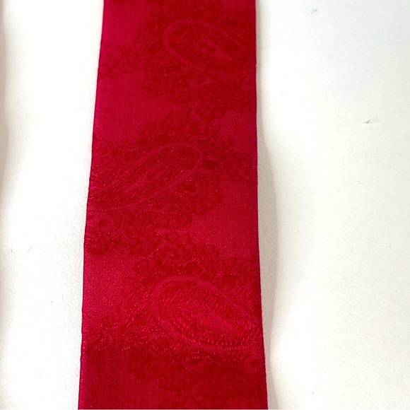 VTG Torino Silk Suspenders Men Leather Red Paisley Made in USA All Over Pattern - Picture 5 of 8